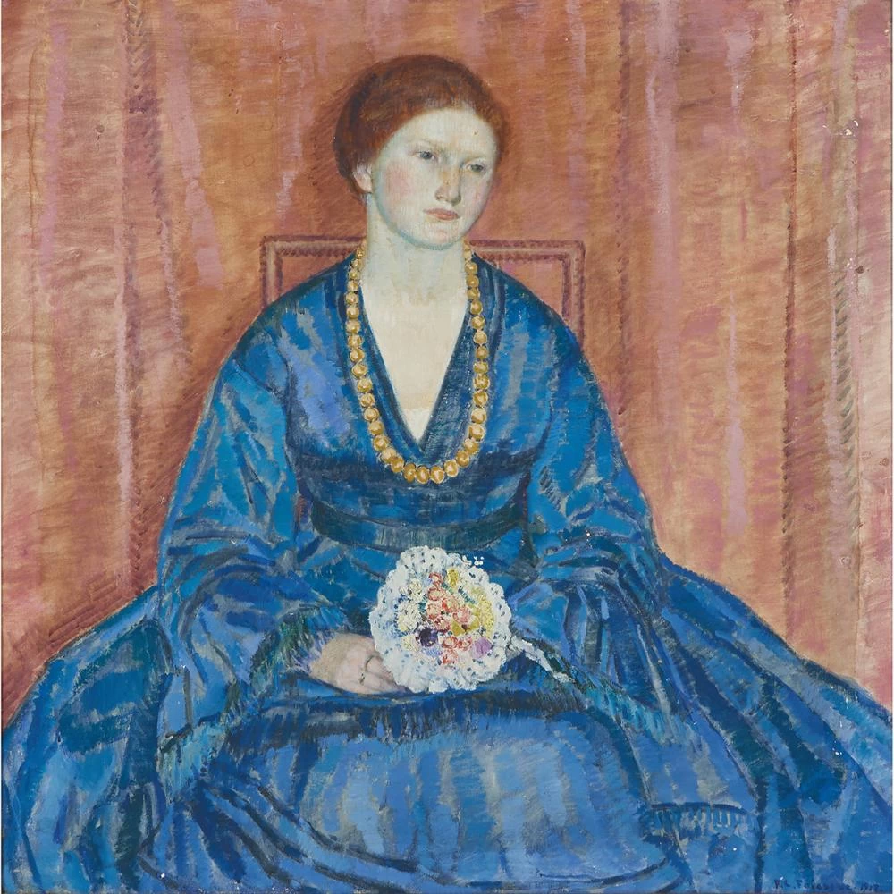 Donna con un vestito blu, 1917